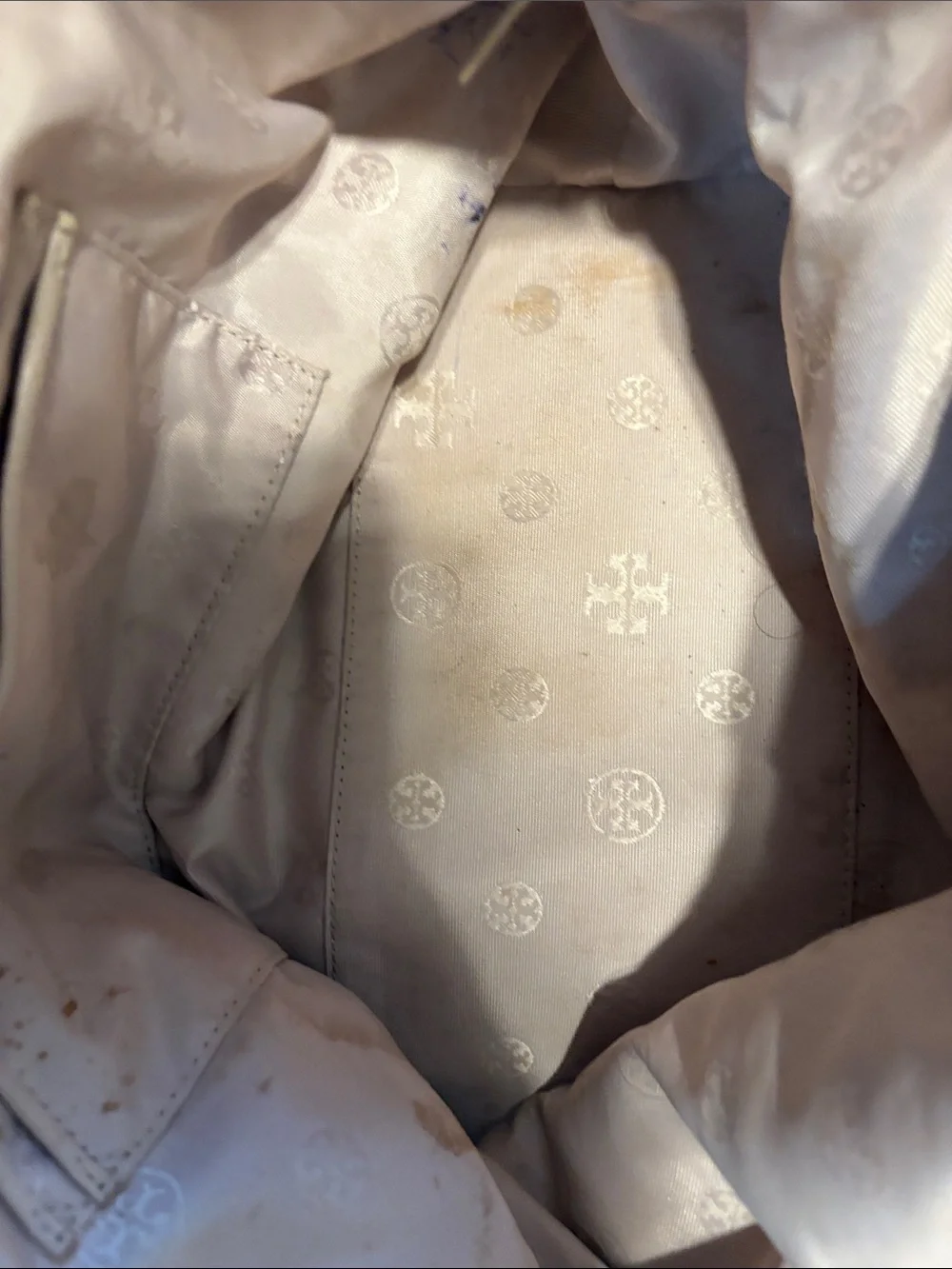 Tory Burch Blush Taupe Leather Satchel with Gold Hardware